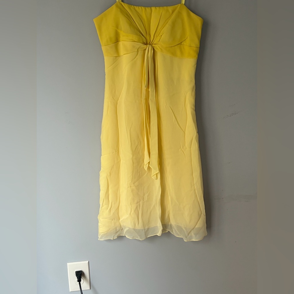 BCBGMaxAzria Vintage Yellow Strapless Chiffon Knee-Length Dress